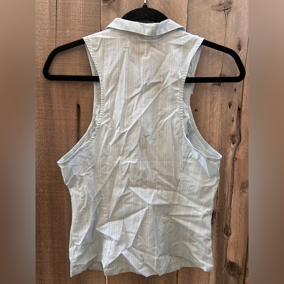 Urban Outfitters Party Girl Cotton Blend Button Down Sleeveless Top in Blue - Picture 6 of 7